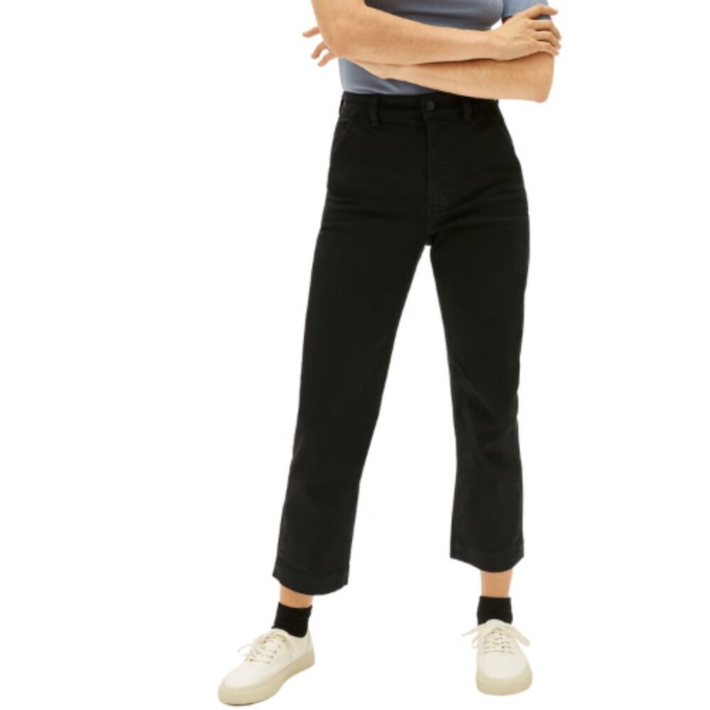 Everlane Womens 10R Wide Leg Cropped Black Wash Jeans
